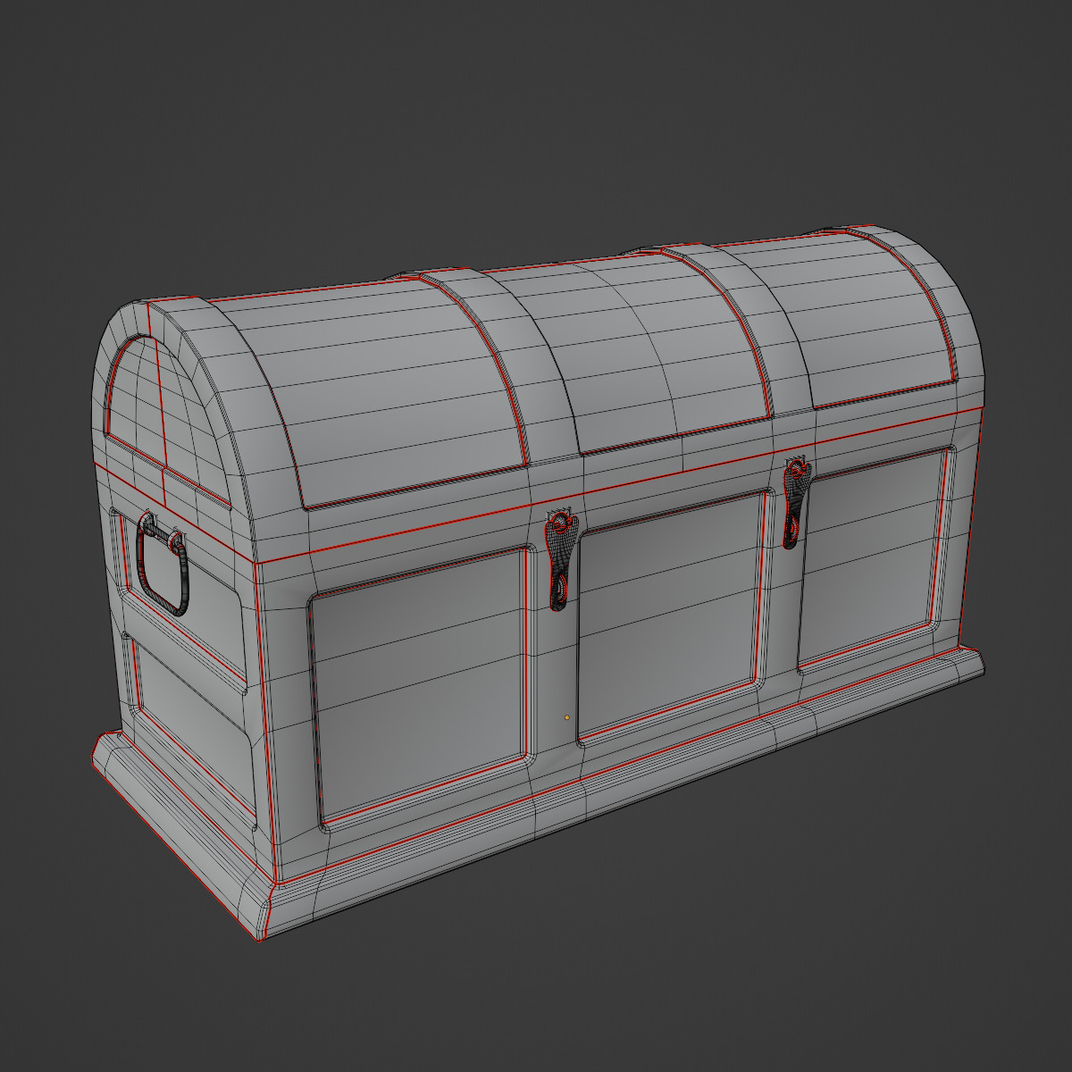 Wooden Treasure Chest 02 Low-poly 3D model_9