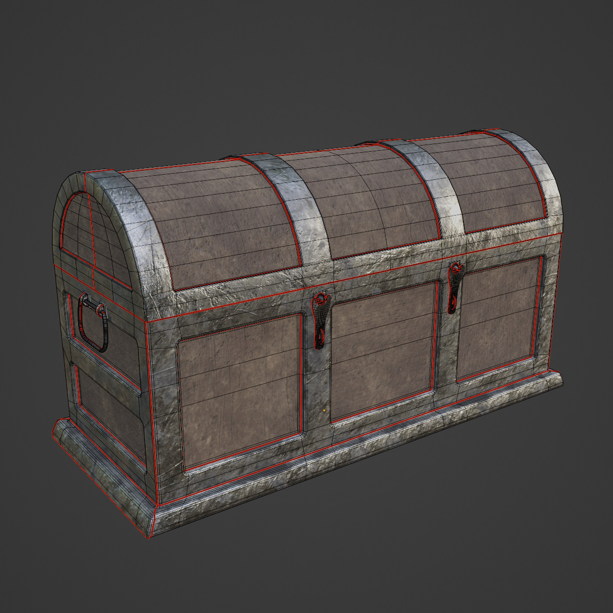 Wooden Treasure Chest 02 Low-poly 3D model_7