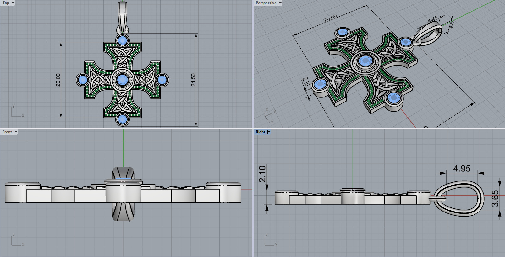 Celtic knot ornament cross model 778 3D print model_4
