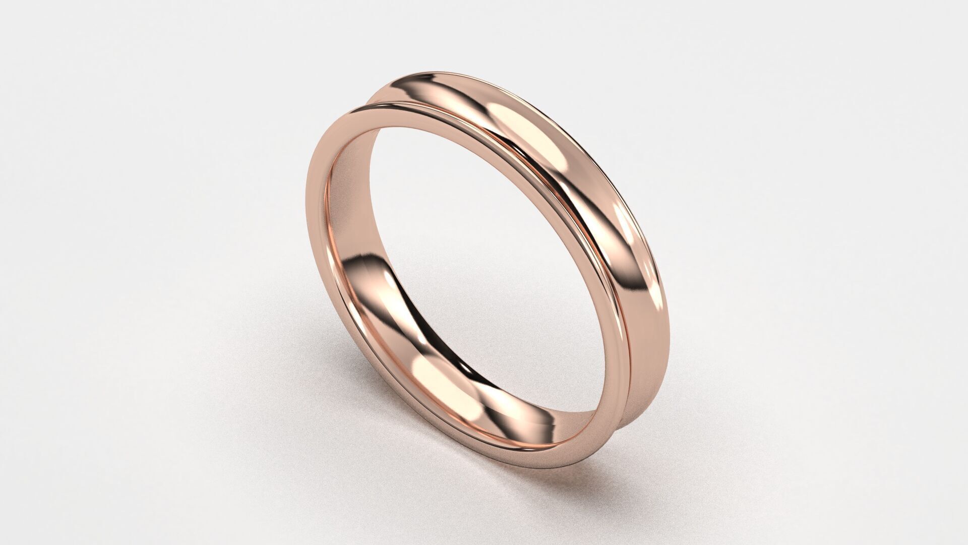 Band Ring for Men print model 3D R0136-W 4mm EU48- 70 3D print model_12