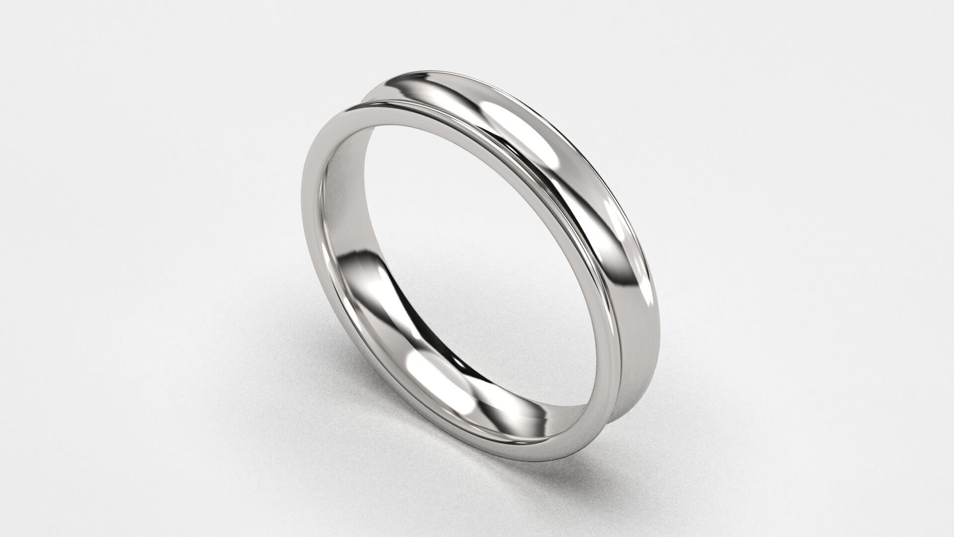 Band Ring for Men print model 3D R0136-W 4mm EU48- 70 3D print model_9