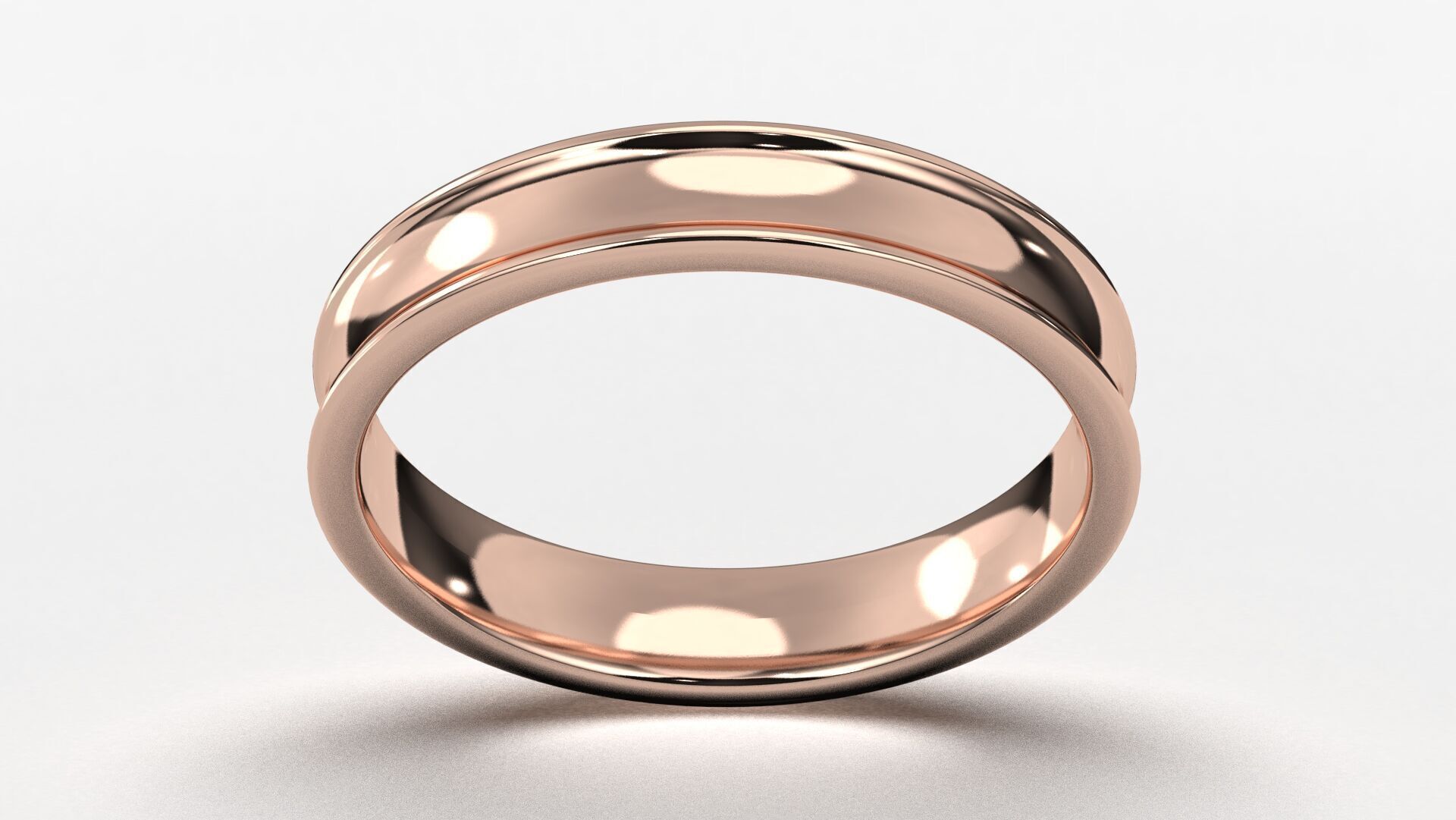 Band Ring for Men print model 3D R0136-W 4mm EU48- 70 3D print model_14