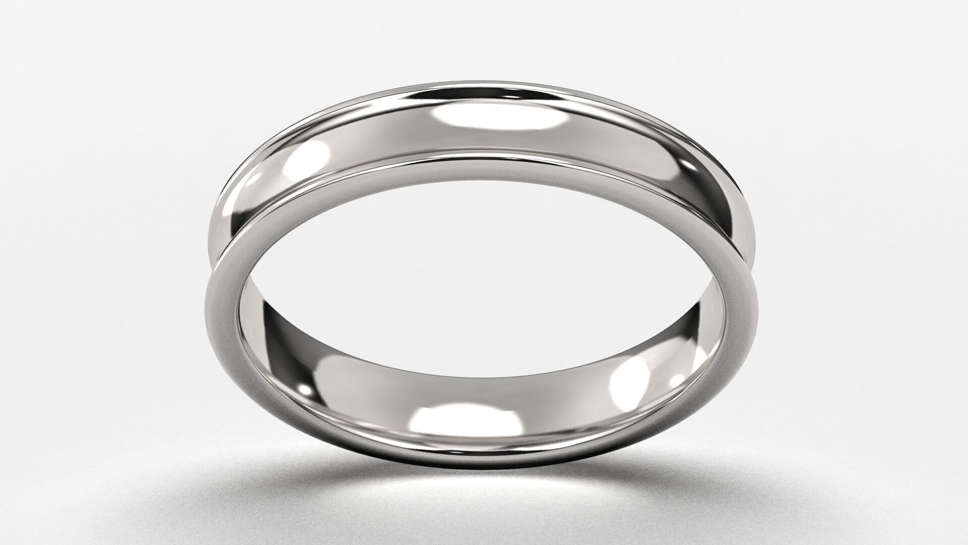 Band Ring for Men print model 3D R0136-W 4mm EU48- 70 3D print model_11