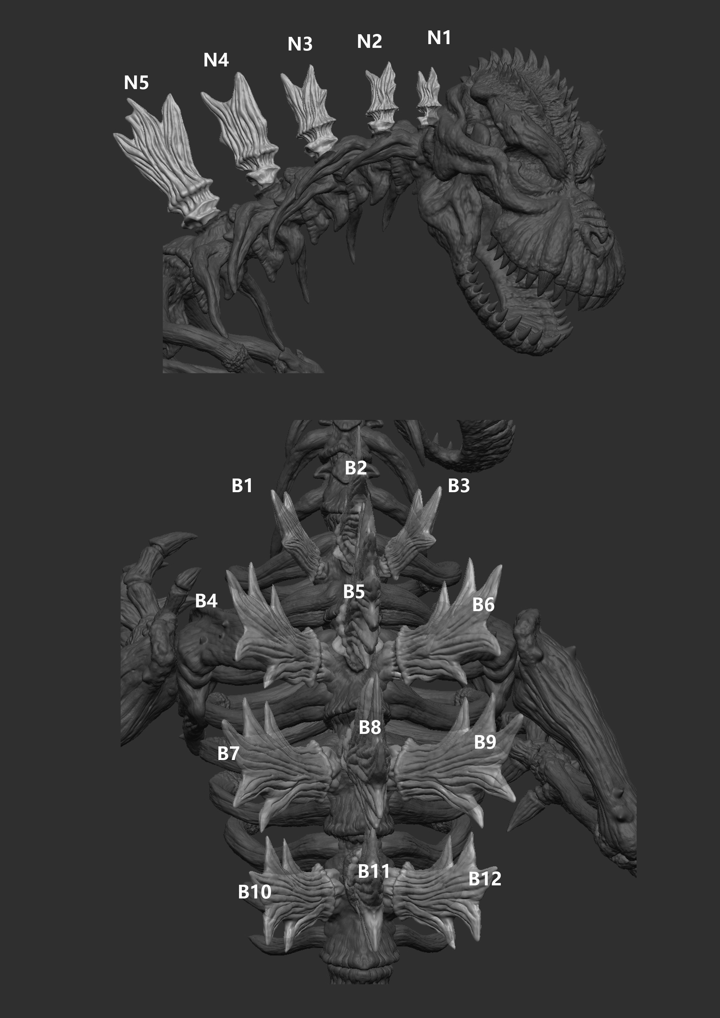 Godzilla skeleton 3D print model_7