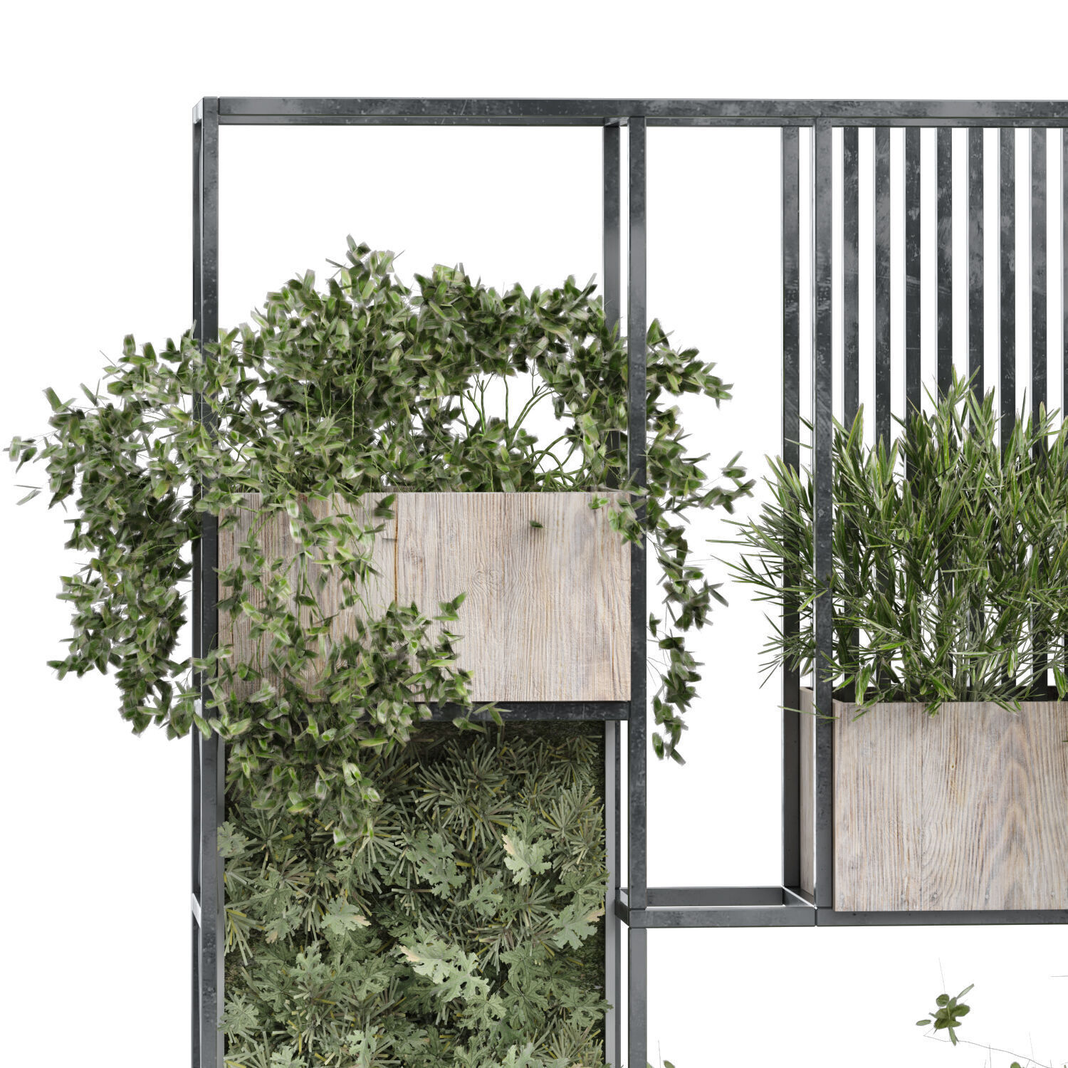shelf and green vertical plant set 348 3D model_4