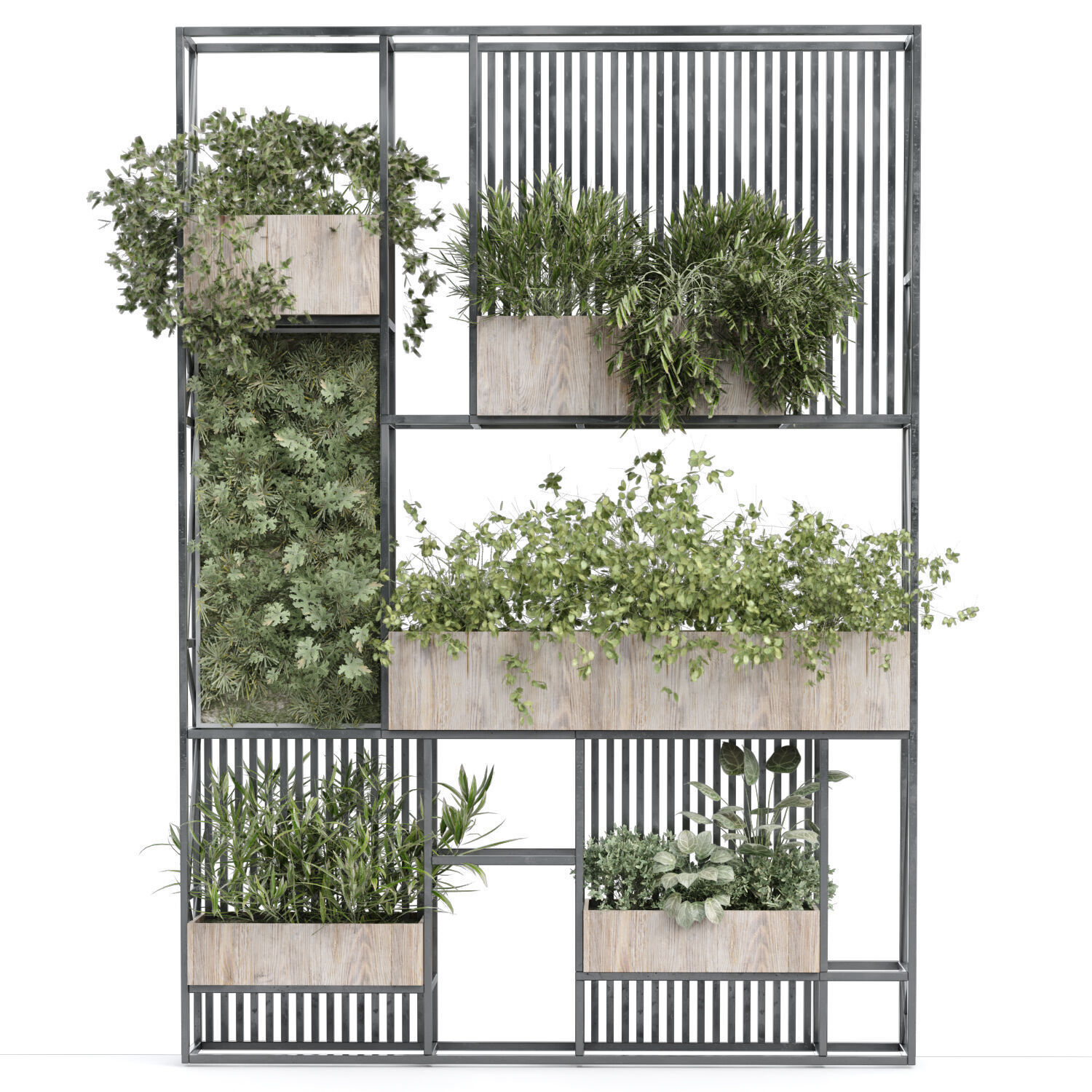 shelf and green vertical plant set 348 3D model_2