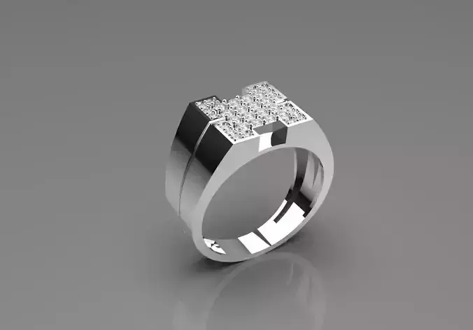 Man white gold ring with diamonds model mr0116