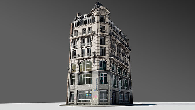 Parisian Street Corner Building 3D model 3