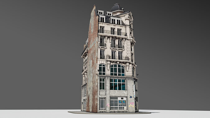 Parisian Street Corner Building 3D model 6