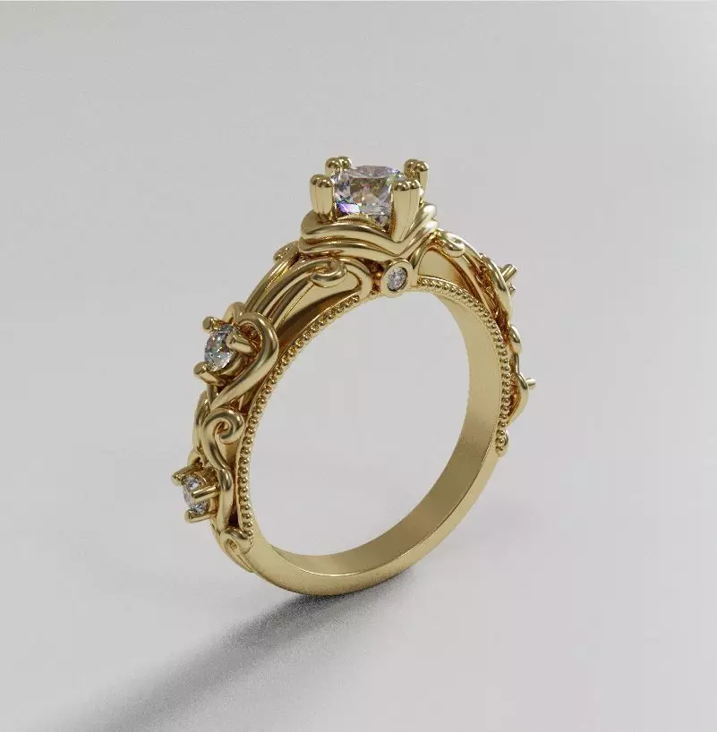 Gold ring 3D print model_0