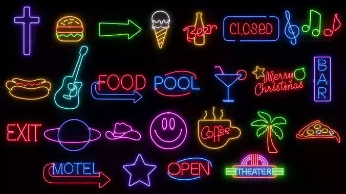 Neon Signs Asset Pack 3D model