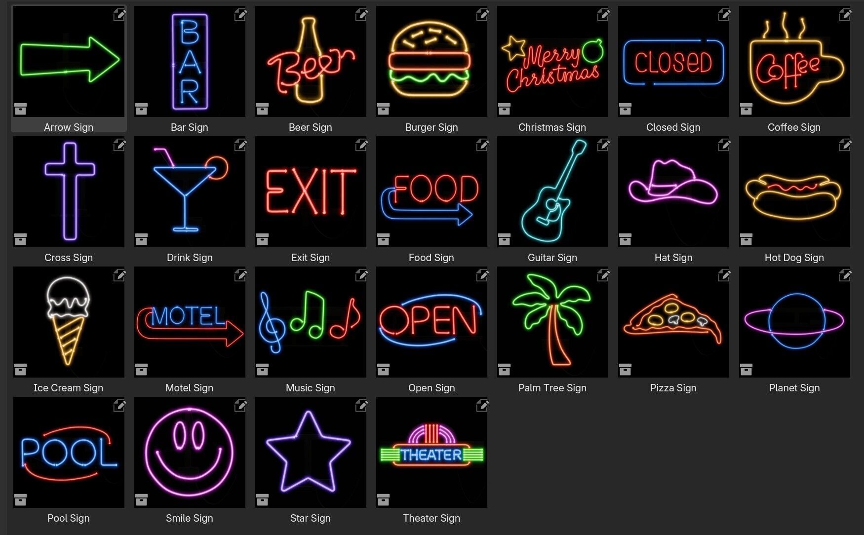Neon Signs Asset Pack 3D model_2