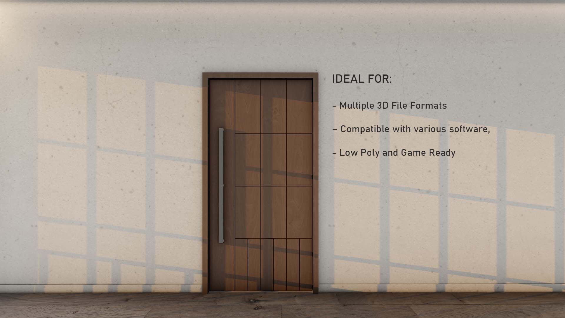 Minimalist Wooden Doors with Natural Timber Finish Door 12 Low-poly 3D model_2
