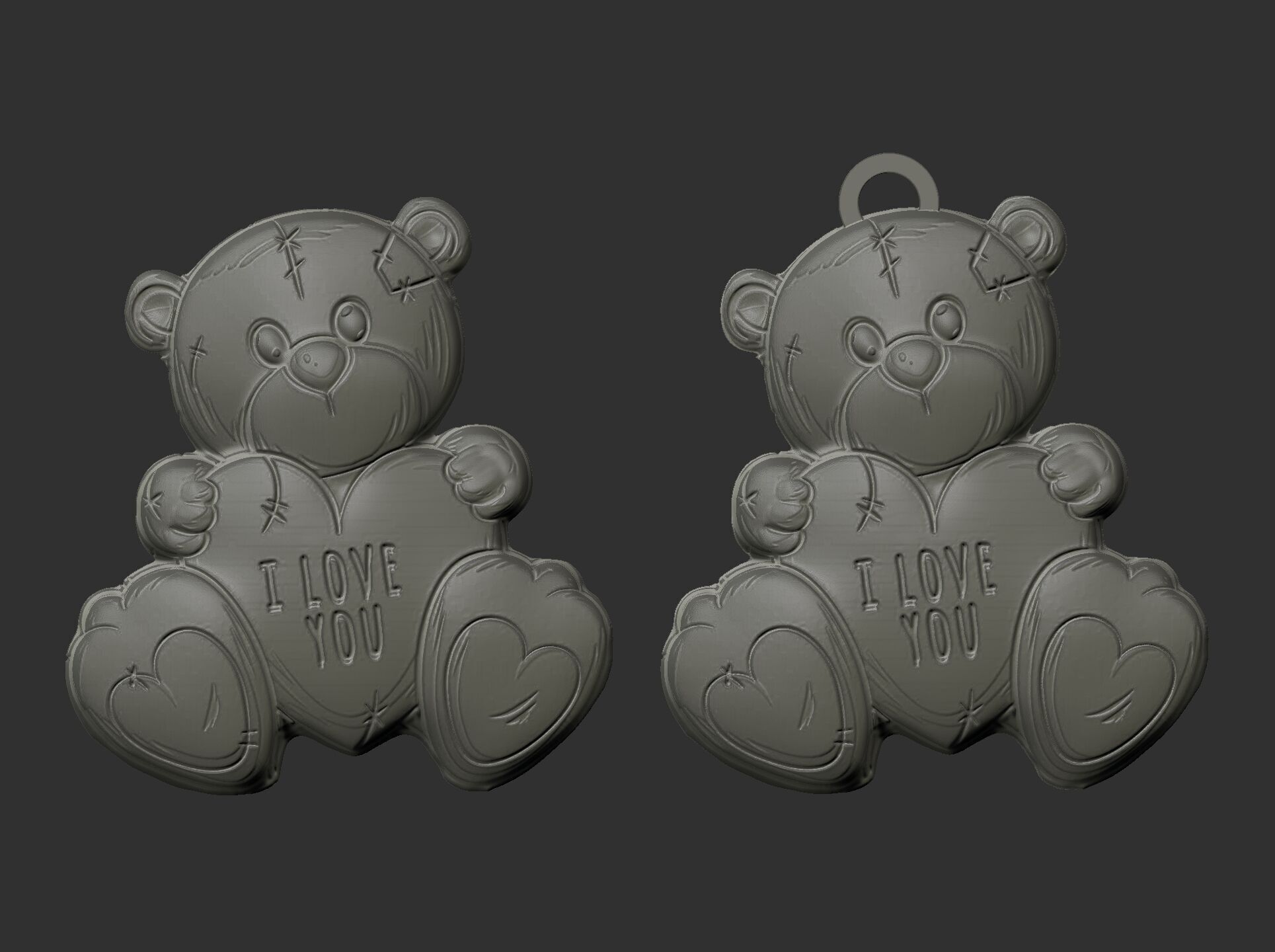 teddy say i love you decor  3D print model_7