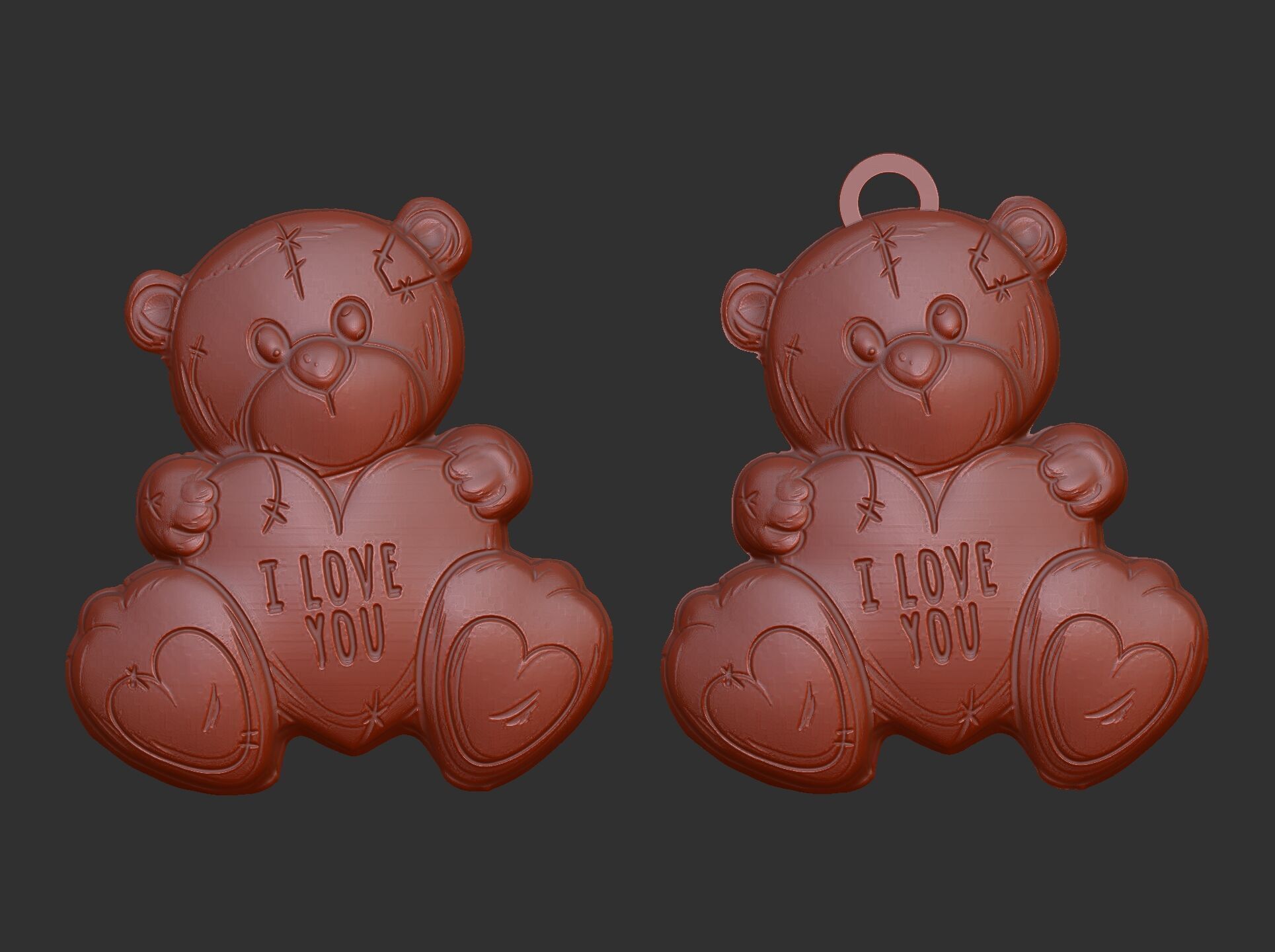 teddy say i love you decor  3D print model_4