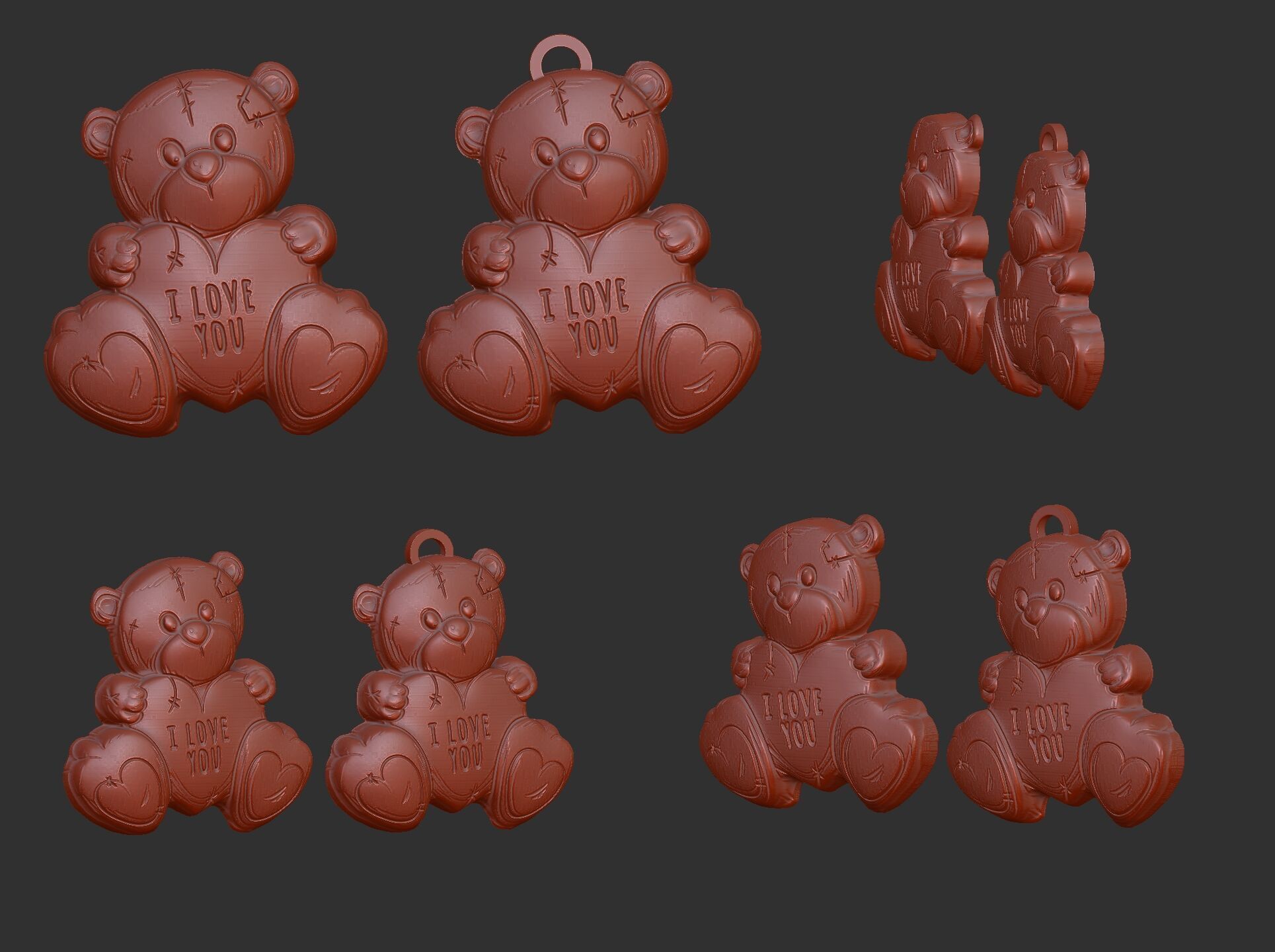 teddy say i love you decor  3D print model_3