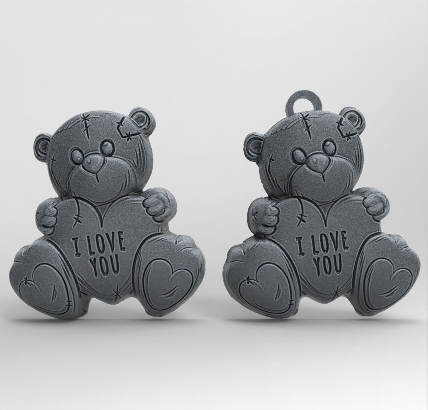 teddy say i love you decor  3D print model_2