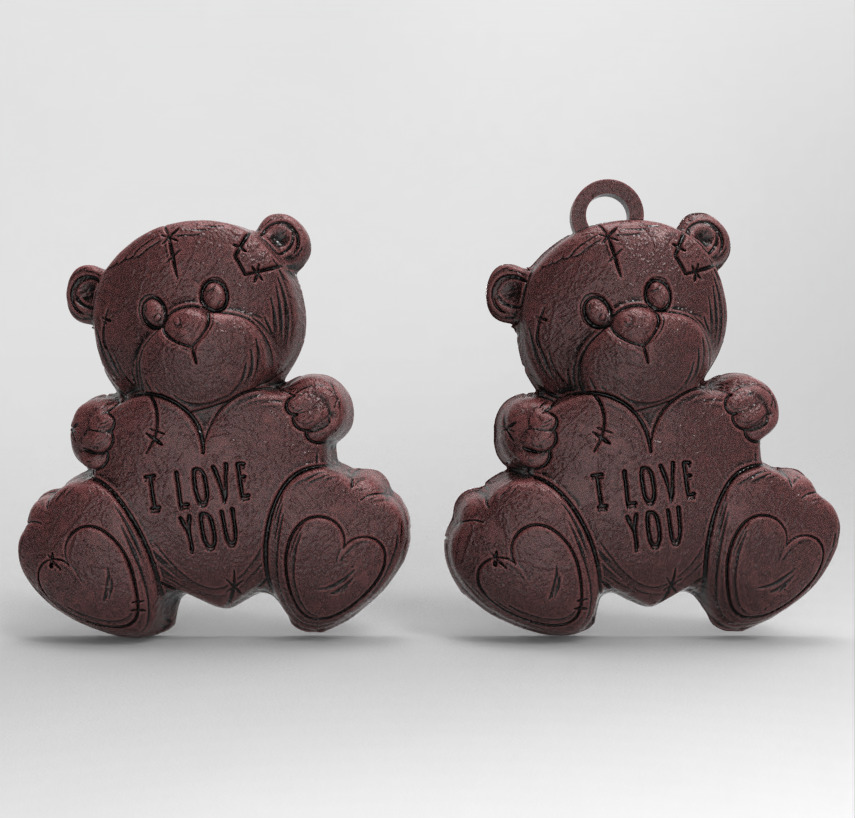 teddy say i love you decor  3D print model_1