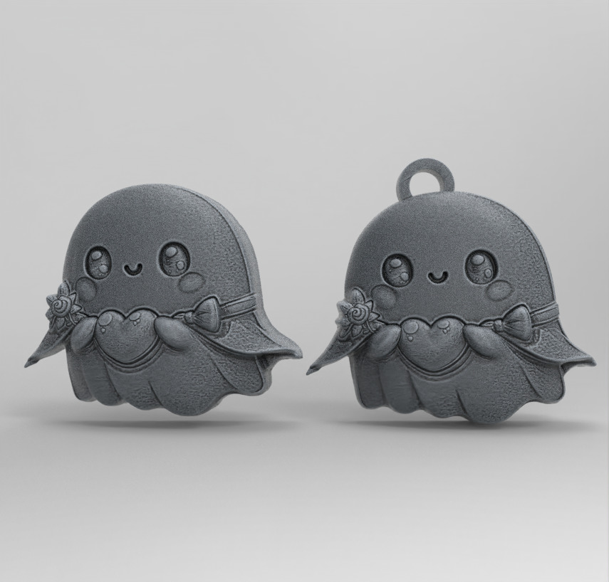 cute ghost with heart decor  3D print model_2