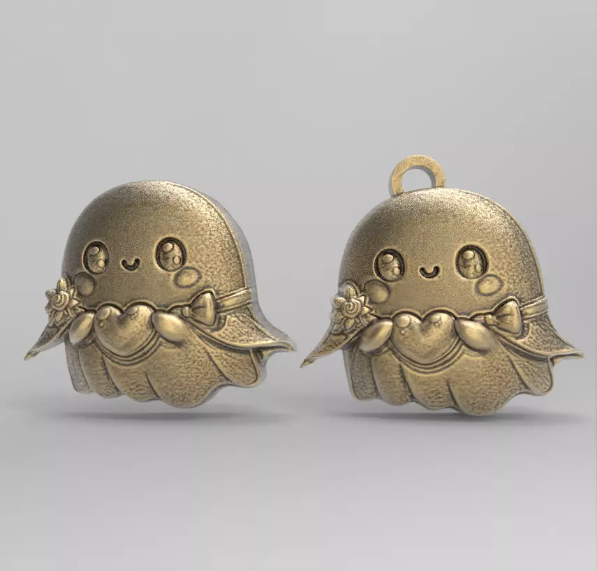 cute ghost with heart decor  3D print model_0