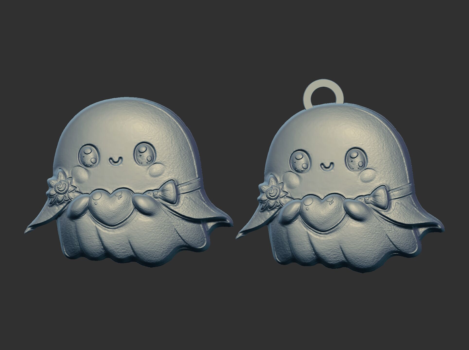 cute ghost with heart decor  3D print model_6
