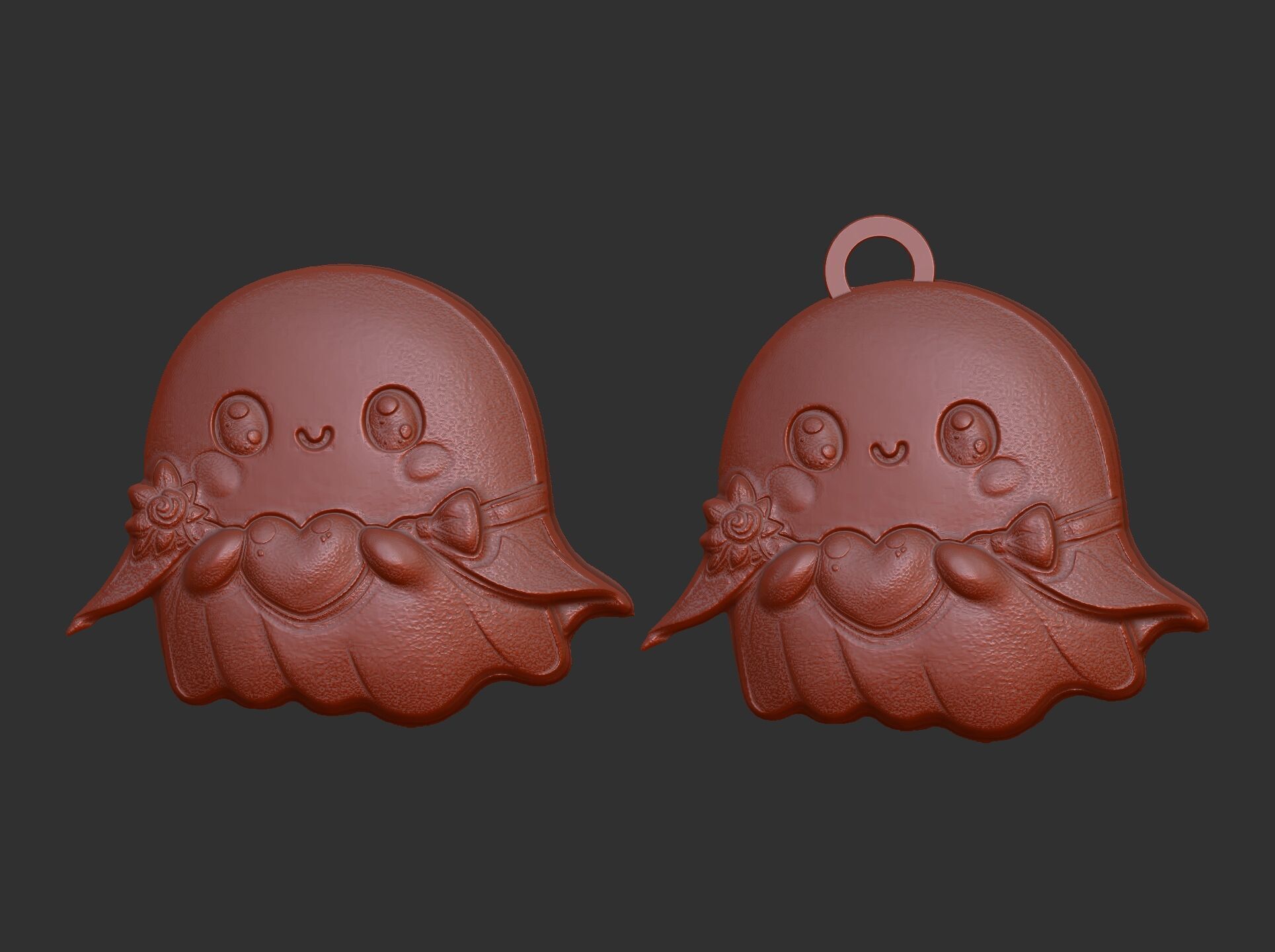 cute ghost with heart decor  3D print model_4