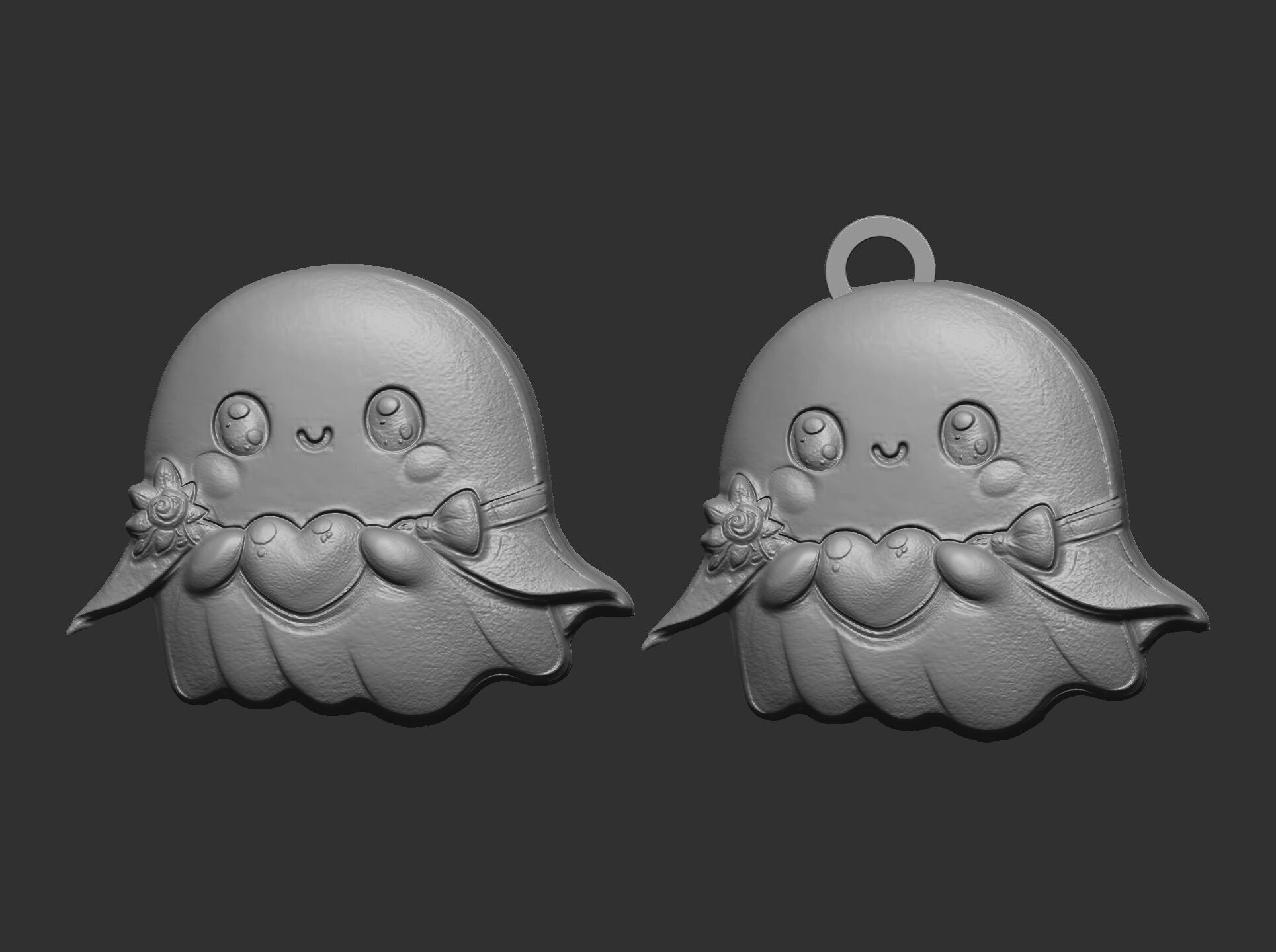 cute ghost with heart decor  3D print model_5