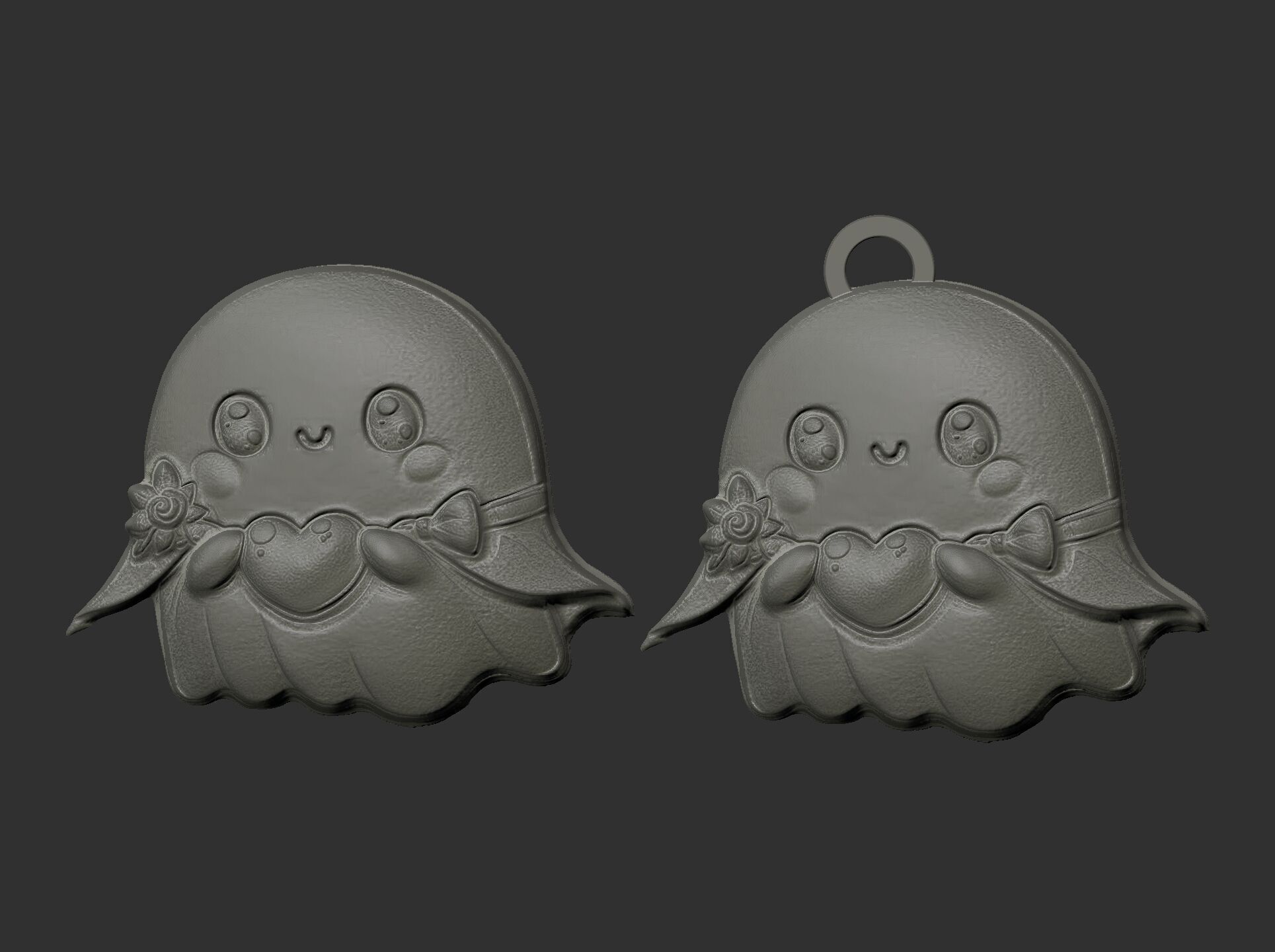 cute ghost with heart decor  3D print model_7