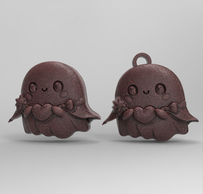 cute ghost with heart decor  3D print model_1