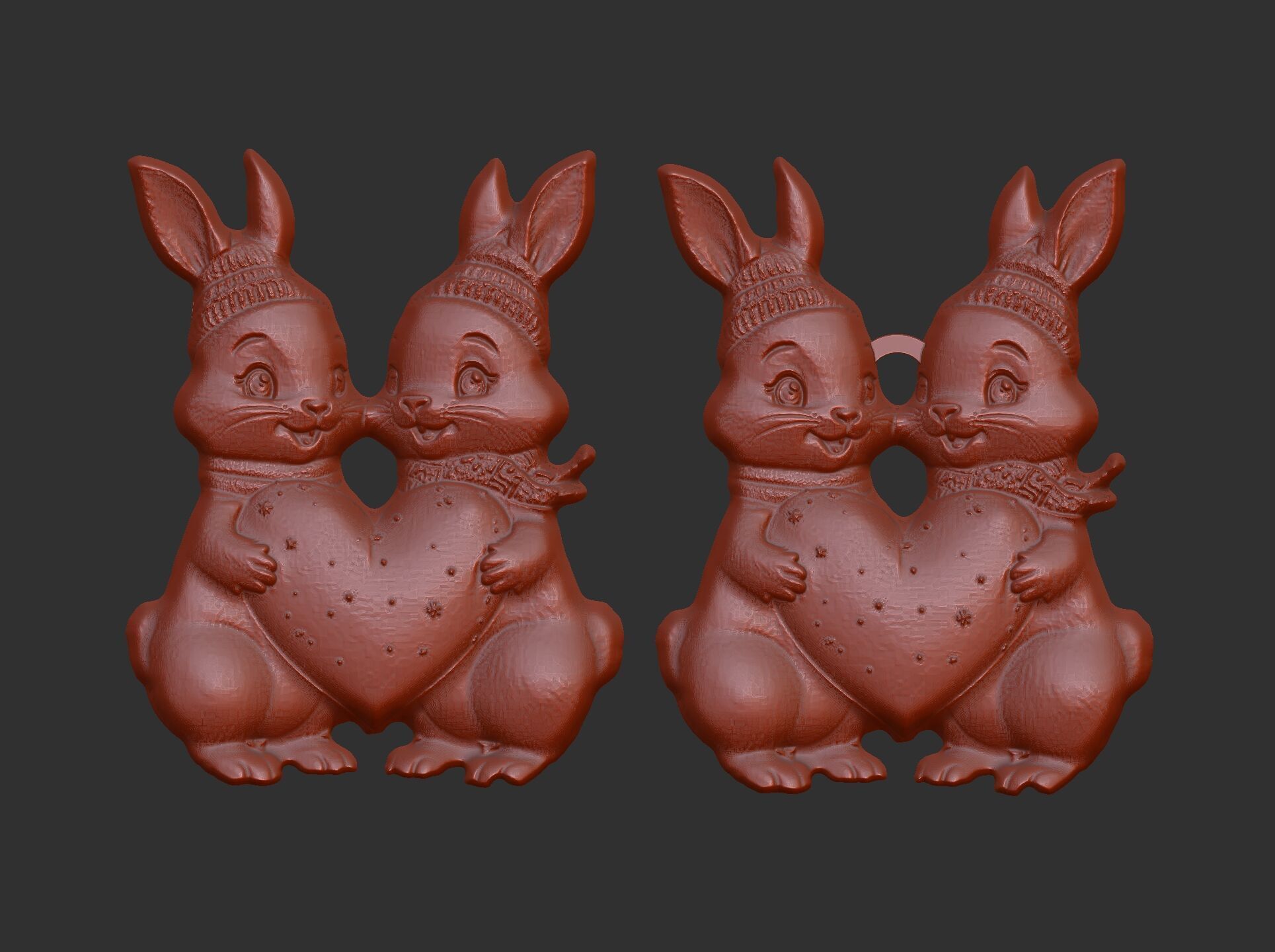 valentines day rabbit with heart decor  3D print model_3