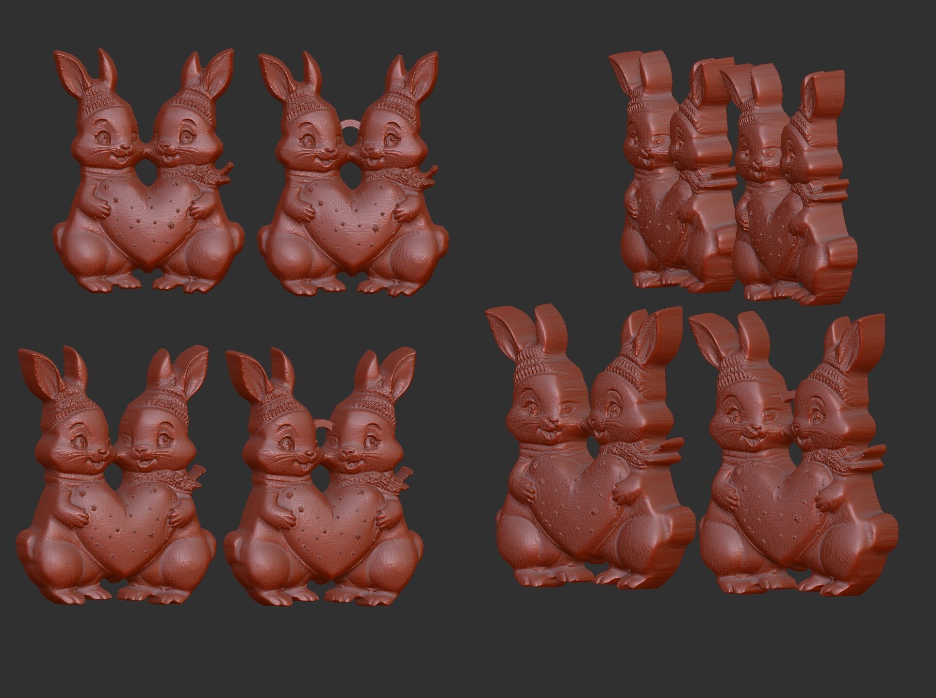 valentines day rabbit with heart decor  3D print model_8