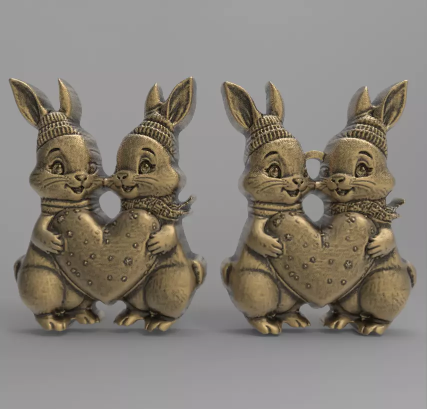 valentines day rabbit with heart decor  3D print model_0