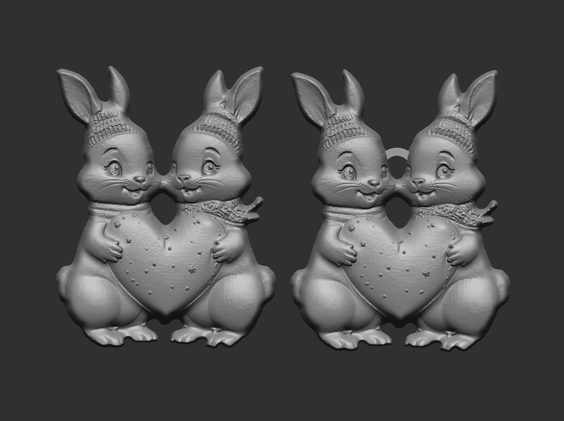 valentines day rabbit with heart decor  3D print model_5