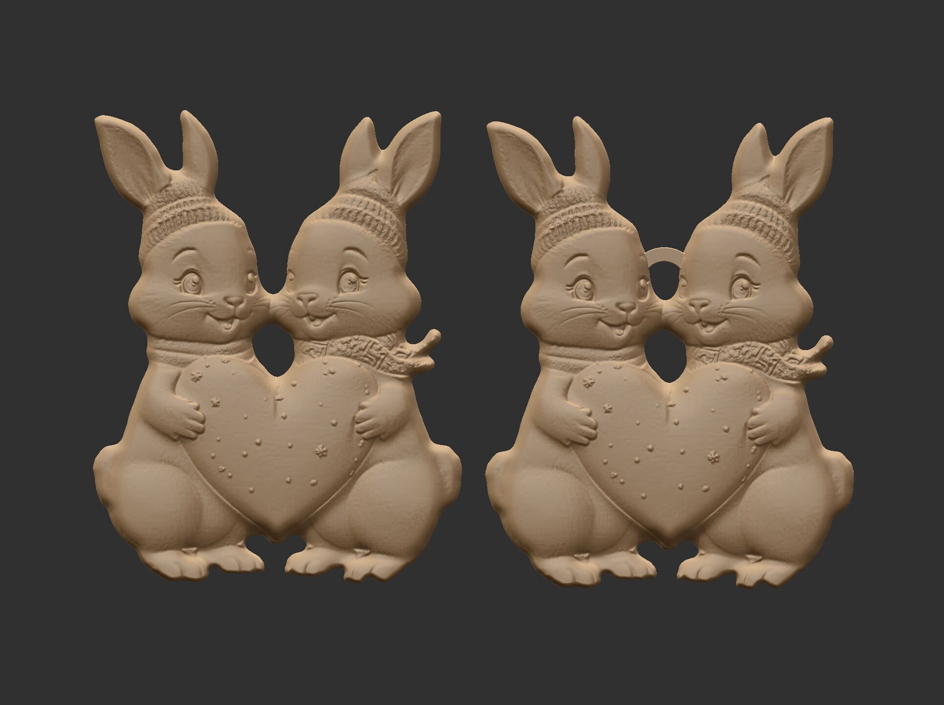 valentines day rabbit with heart decor  3D print model_6