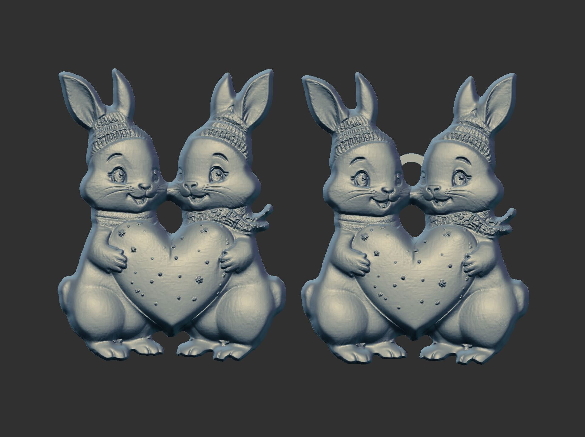 valentines day rabbit with heart decor  3D print model_4