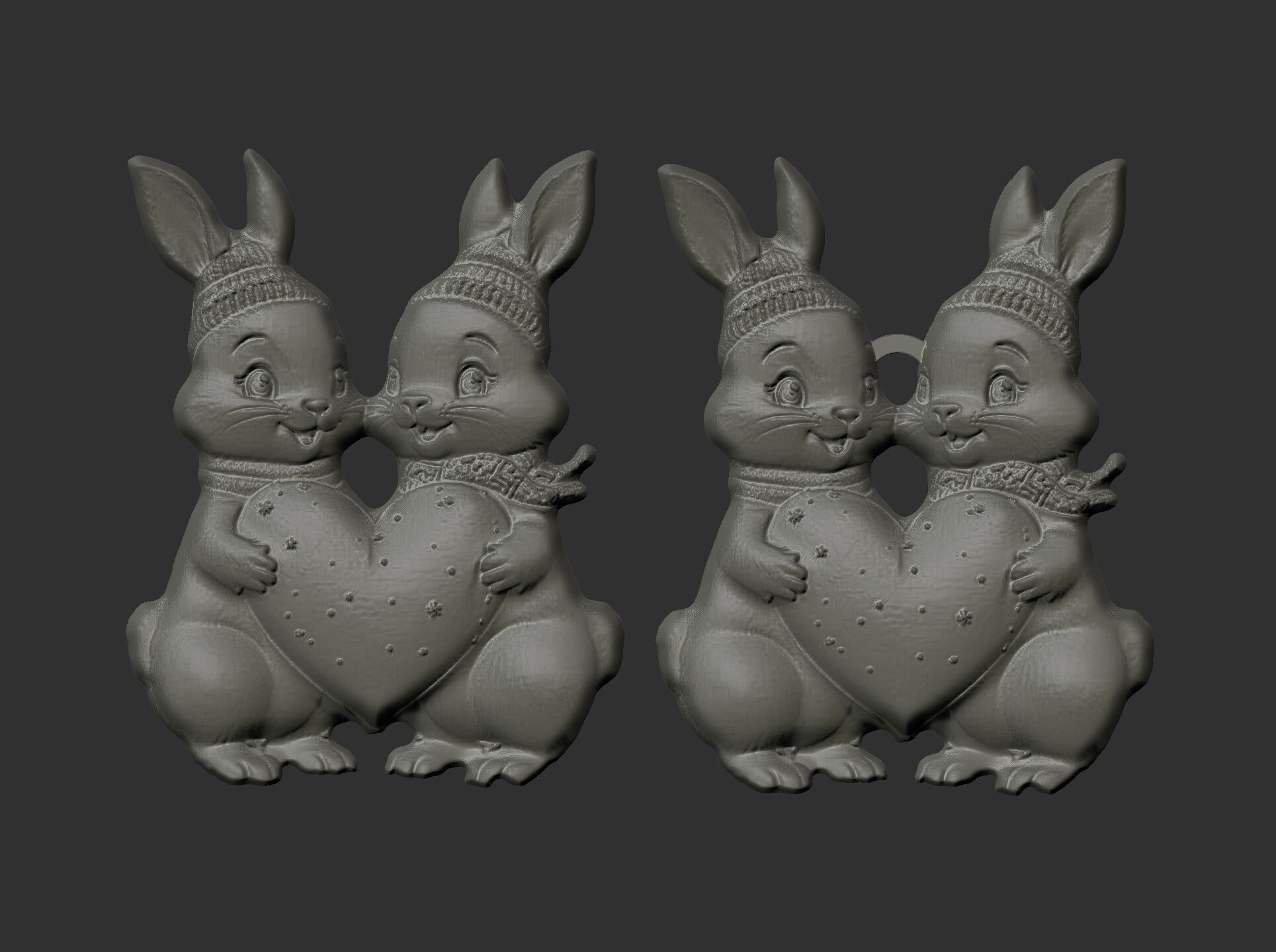 valentines day rabbit with heart decor  3D print model_7