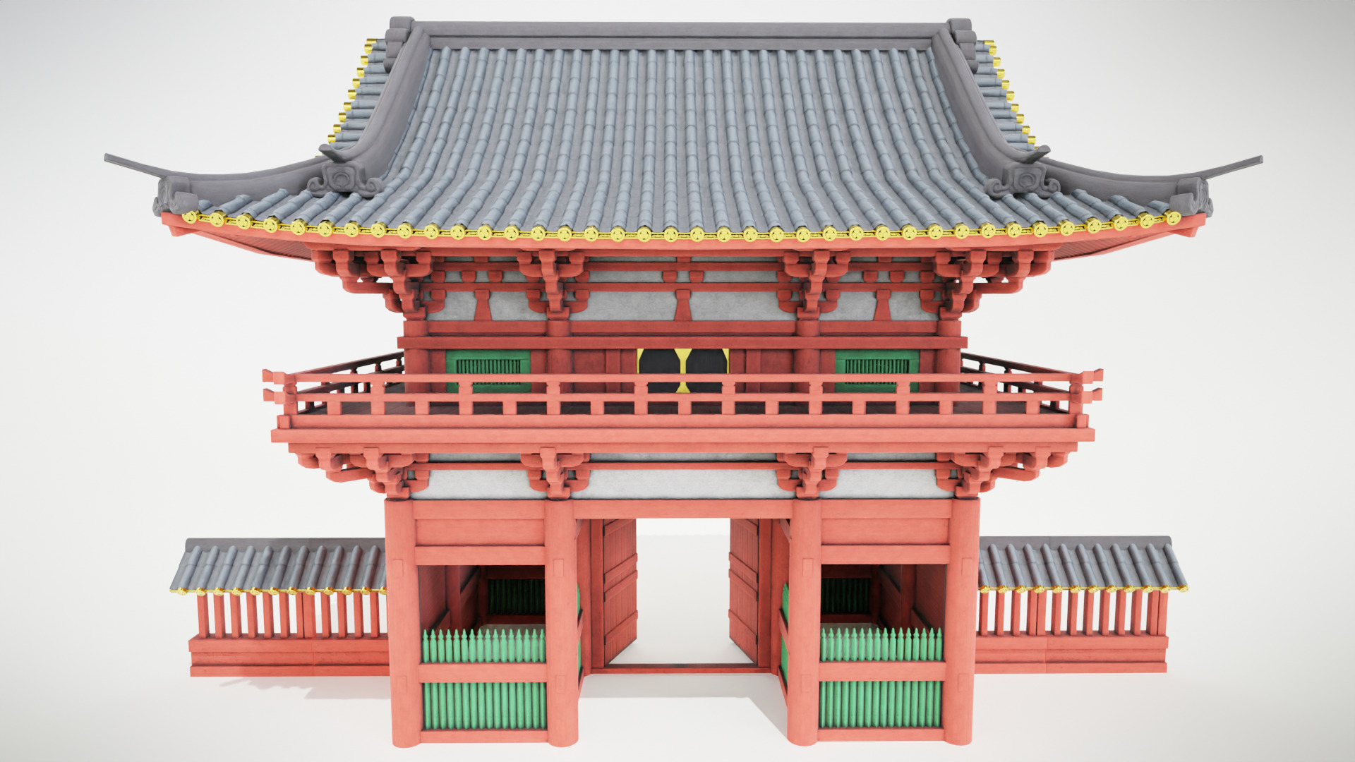 Japanese temple Low-poly 3D model_2