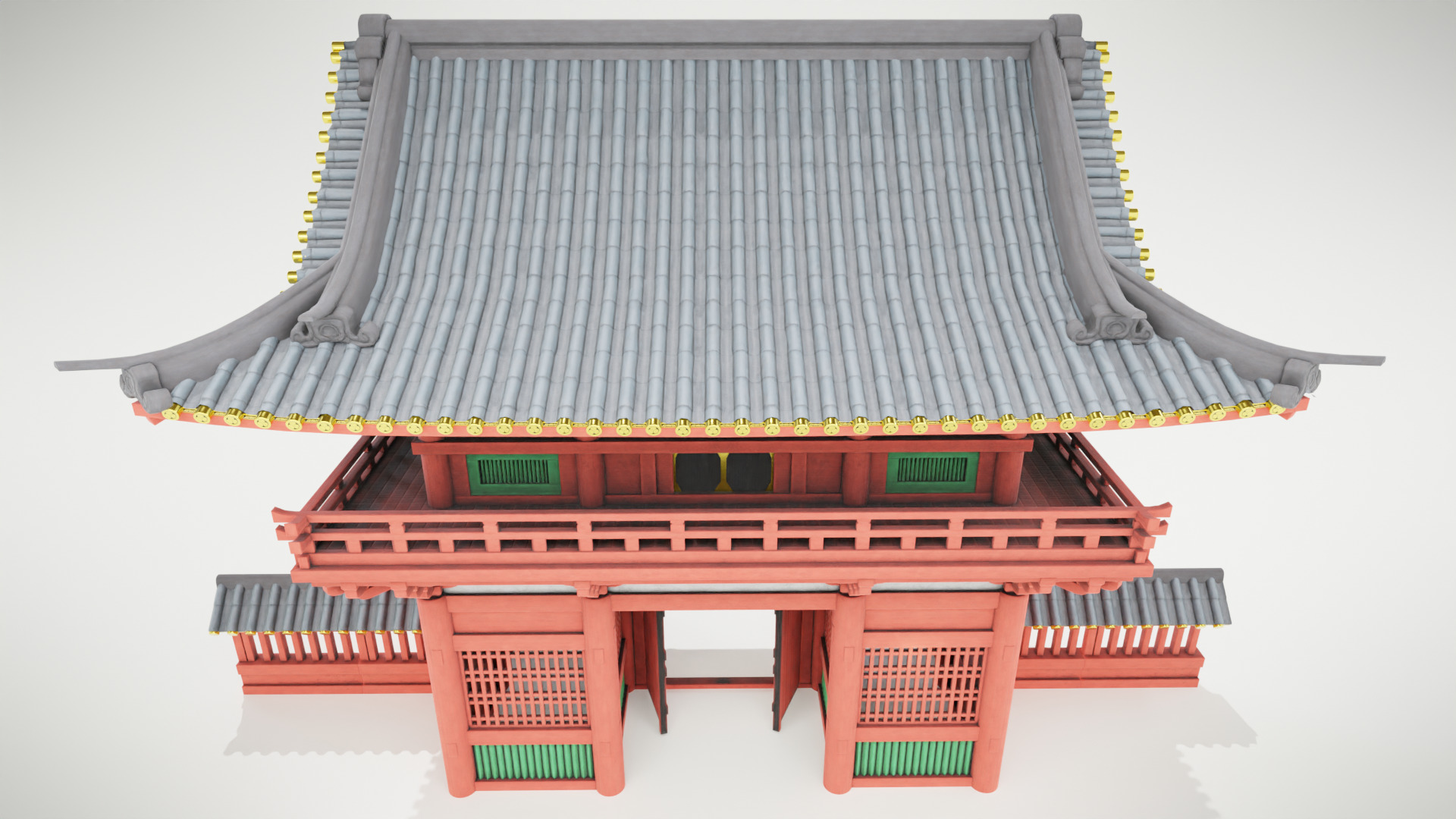 Japanese temple Low-poly 3D model_5