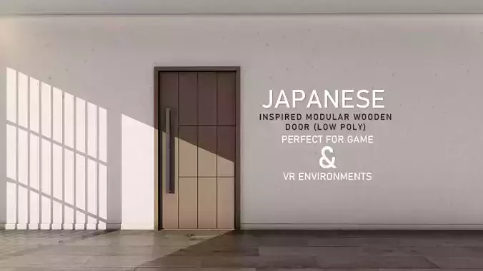 Japanese-Inspired modular Wooden Door 13 Low-poly 3D model