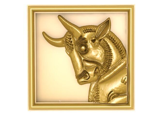 bas-relief of the bulls head in persepolis 3D model