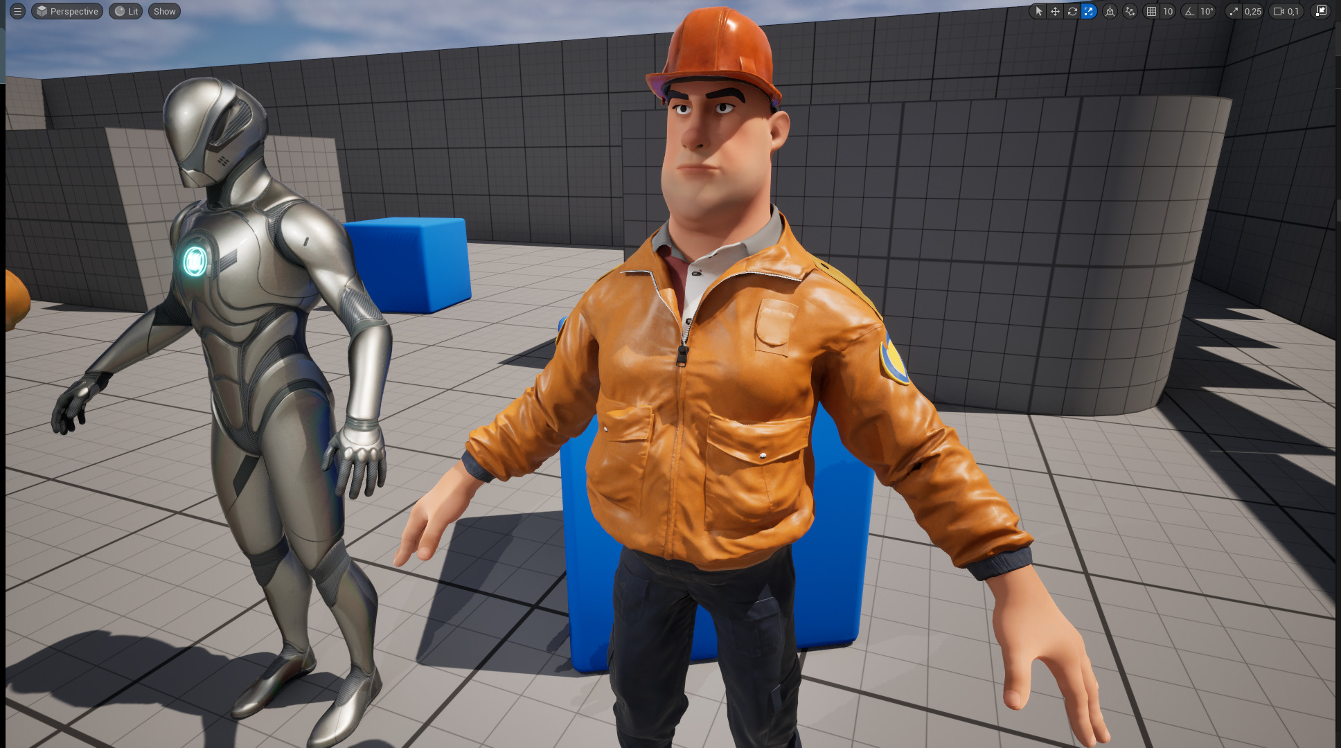 Cartoon Construction Worker in Jacket Worker with Hard Hat Low-poly 3D model_24
