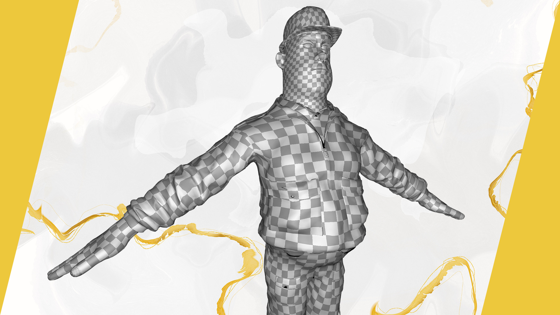 Cartoon Construction Worker in Jacket Worker with Hard Hat Low-poly 3D model_26