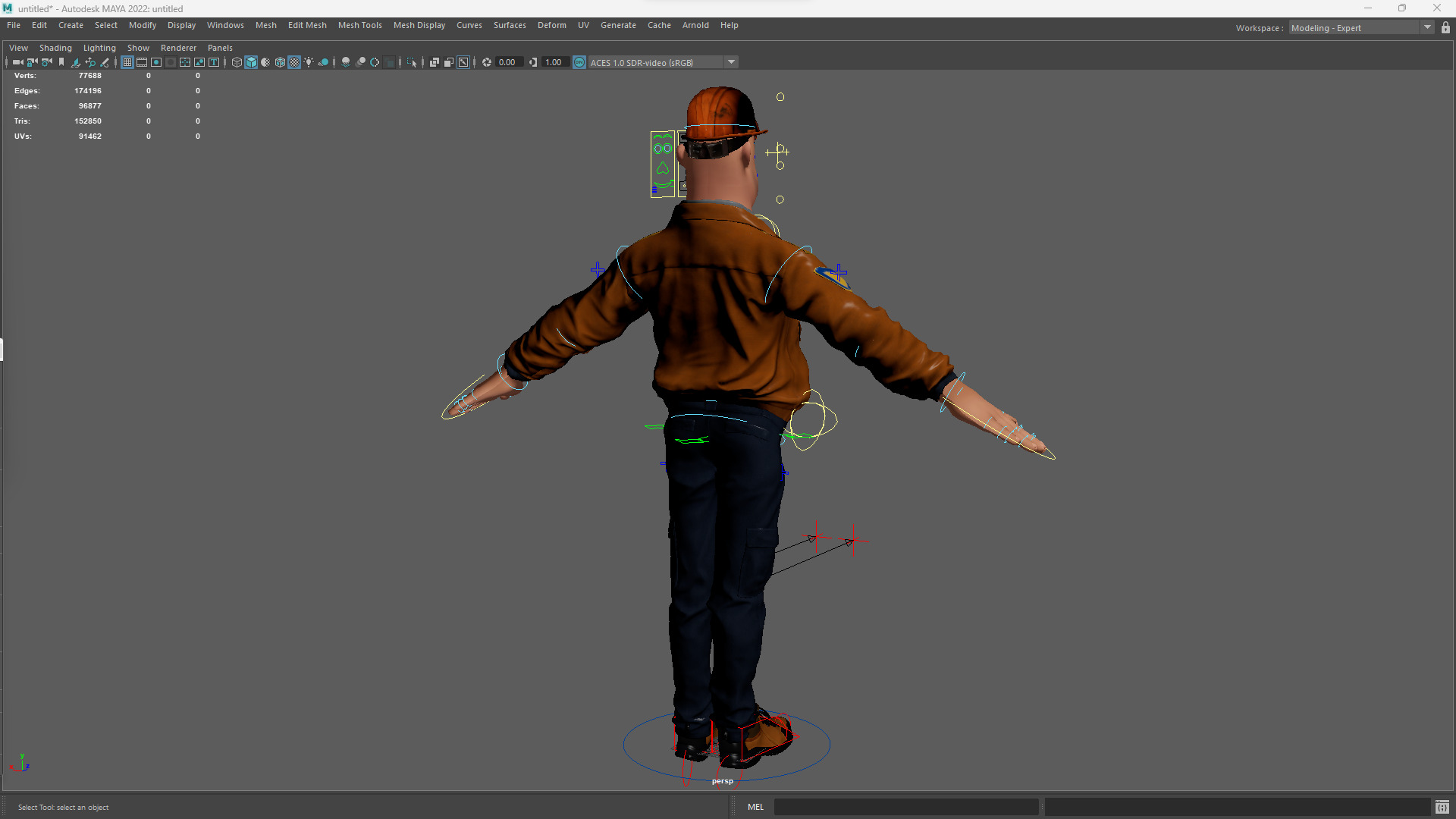 Cartoon Construction Worker in Jacket Worker with Hard Hat Low-poly 3D model_21