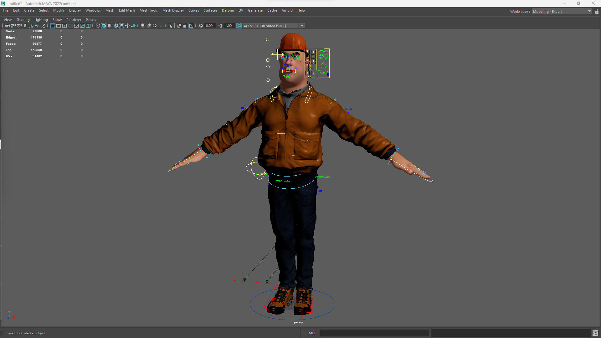 Cartoon Construction Worker in Jacket Worker with Hard Hat Low-poly 3D model_19