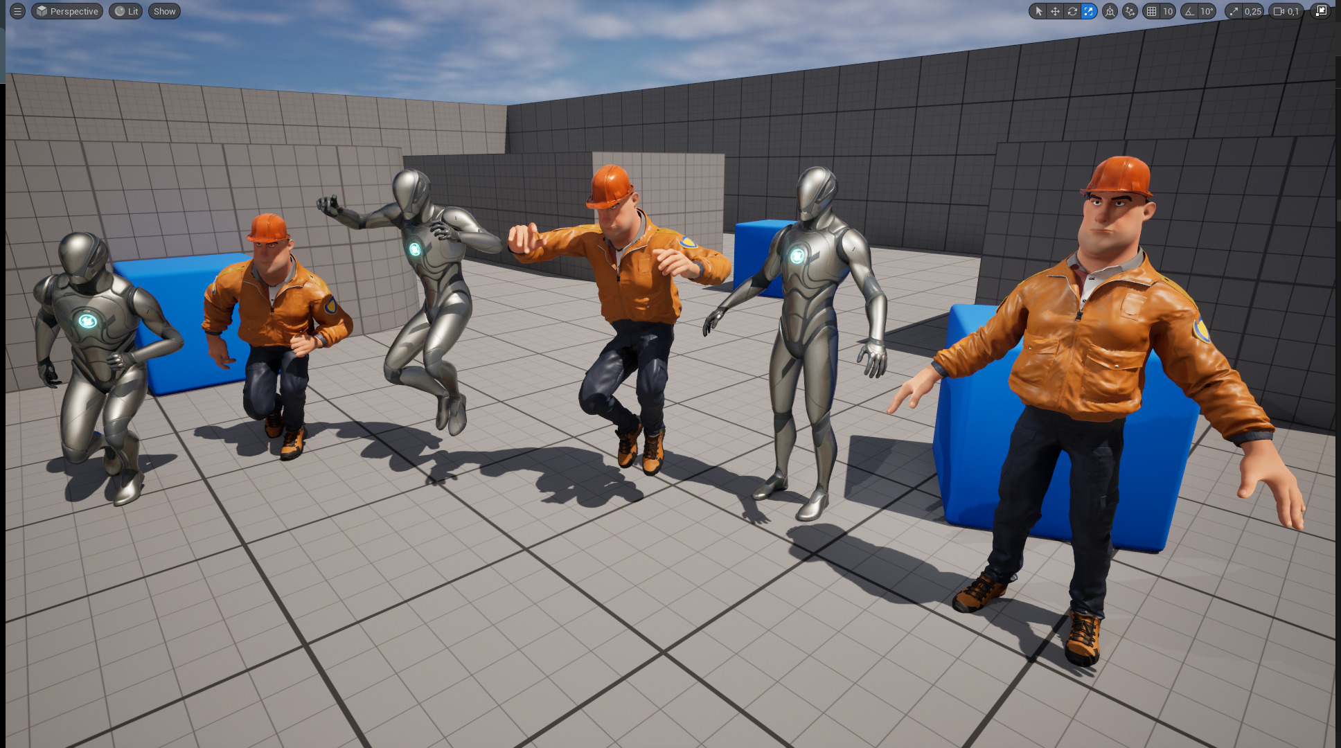 Cartoon Construction Worker in Jacket Worker with Hard Hat Low-poly 3D model_23