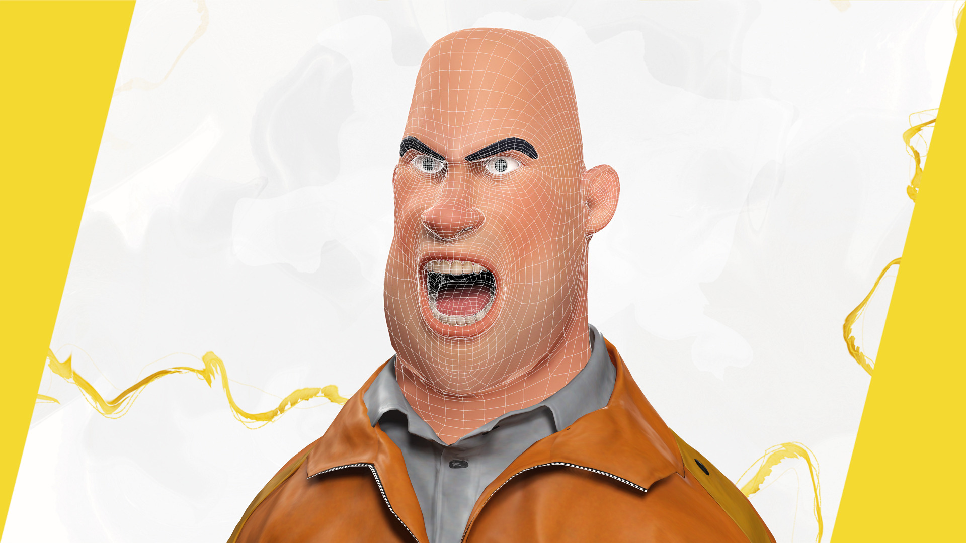 Cartoon Construction Worker in Jacket Worker with Hard Hat Low-poly 3D model_3