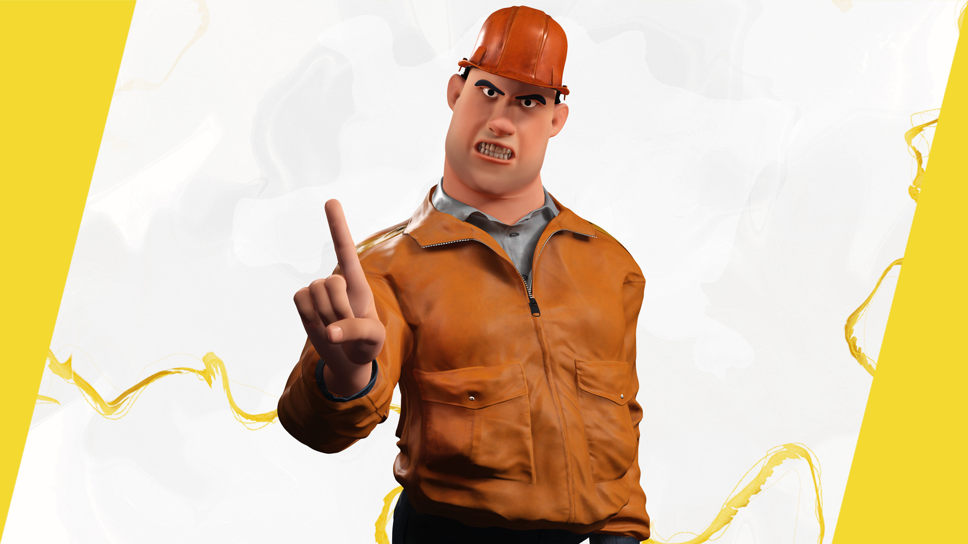 Cartoon Construction Worker in Jacket Worker with Hard Hat Low-poly 3D model_10