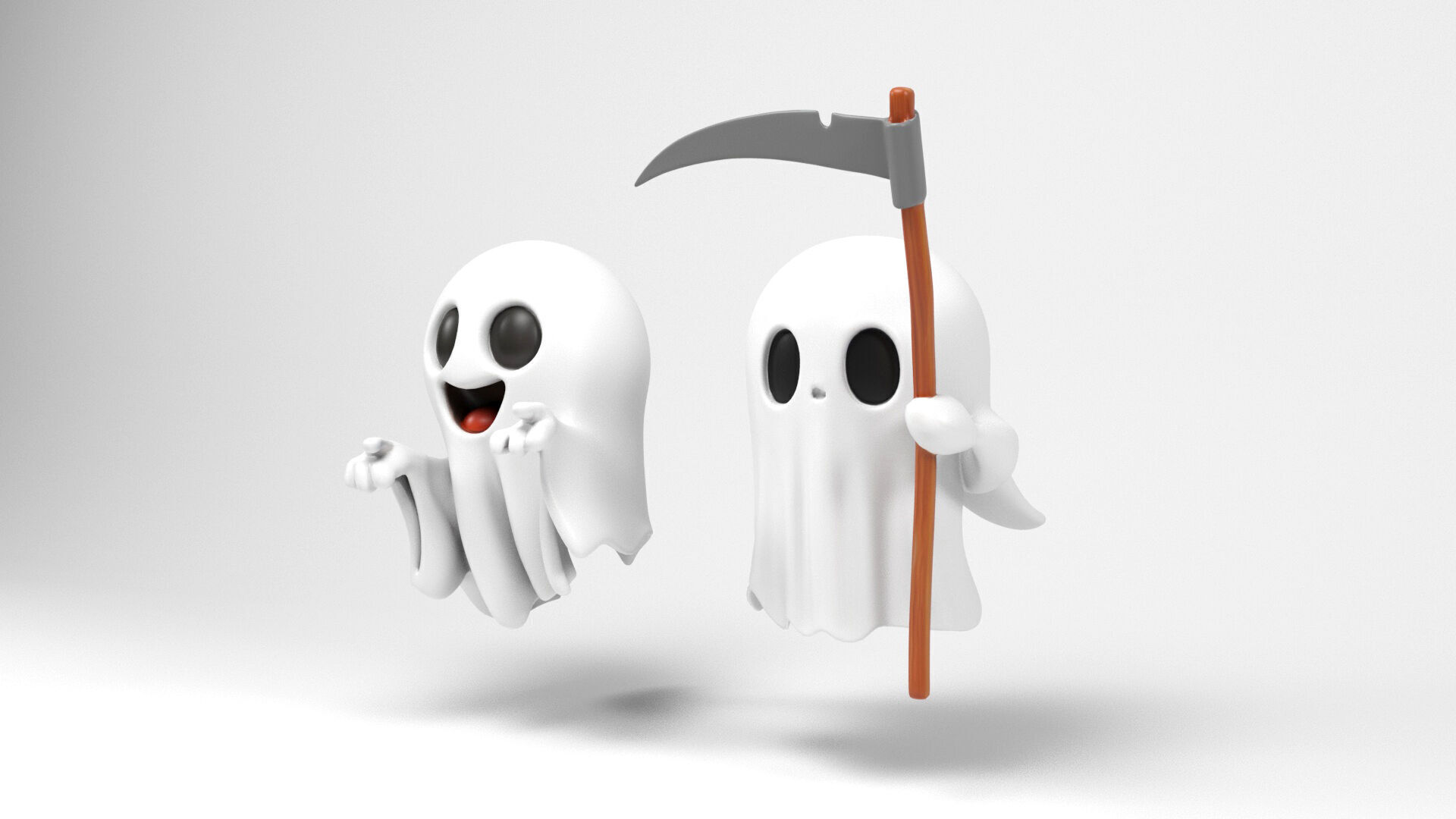 Little ghosts Low-poly 3D model_1