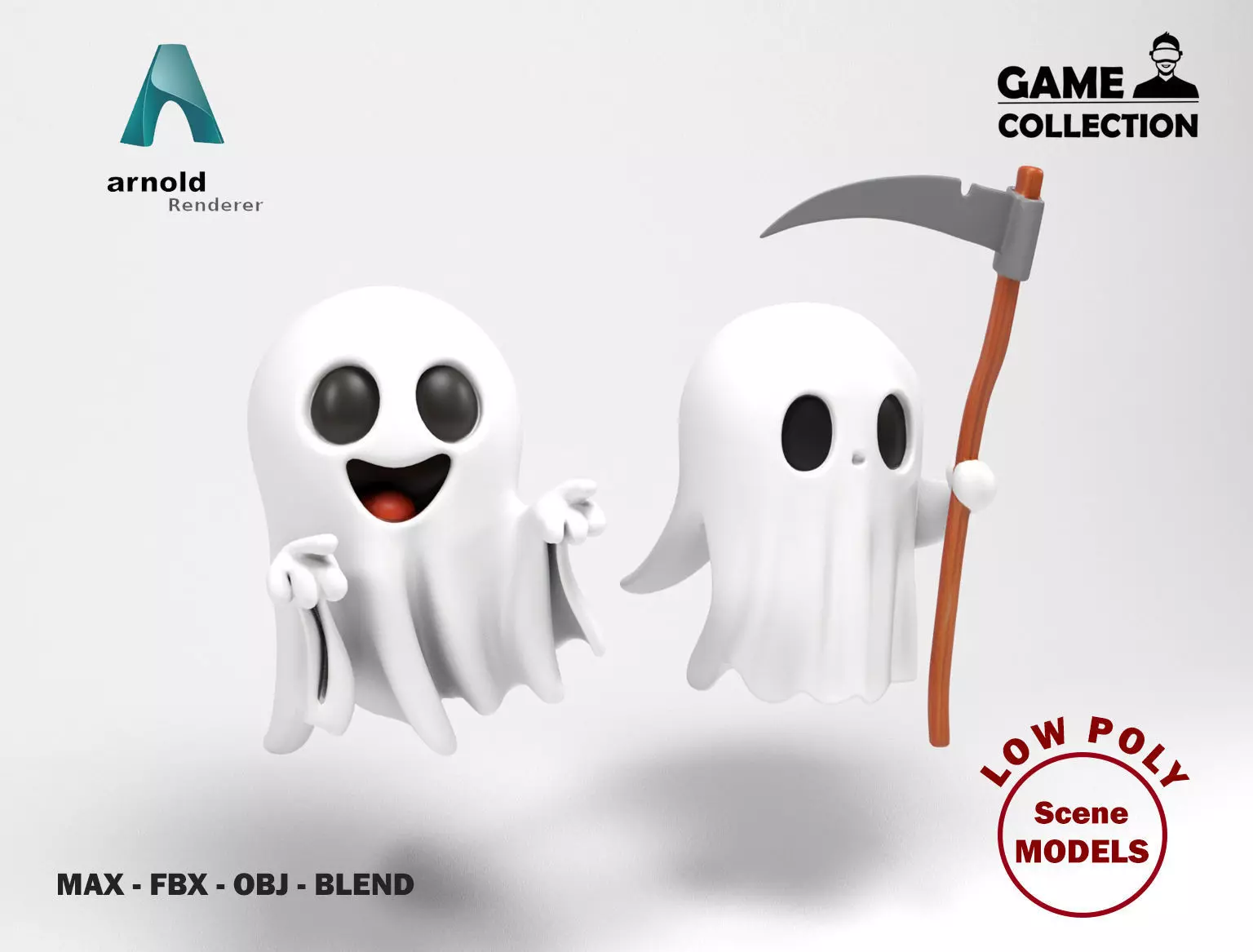 Little ghosts Low-poly 3D model_0