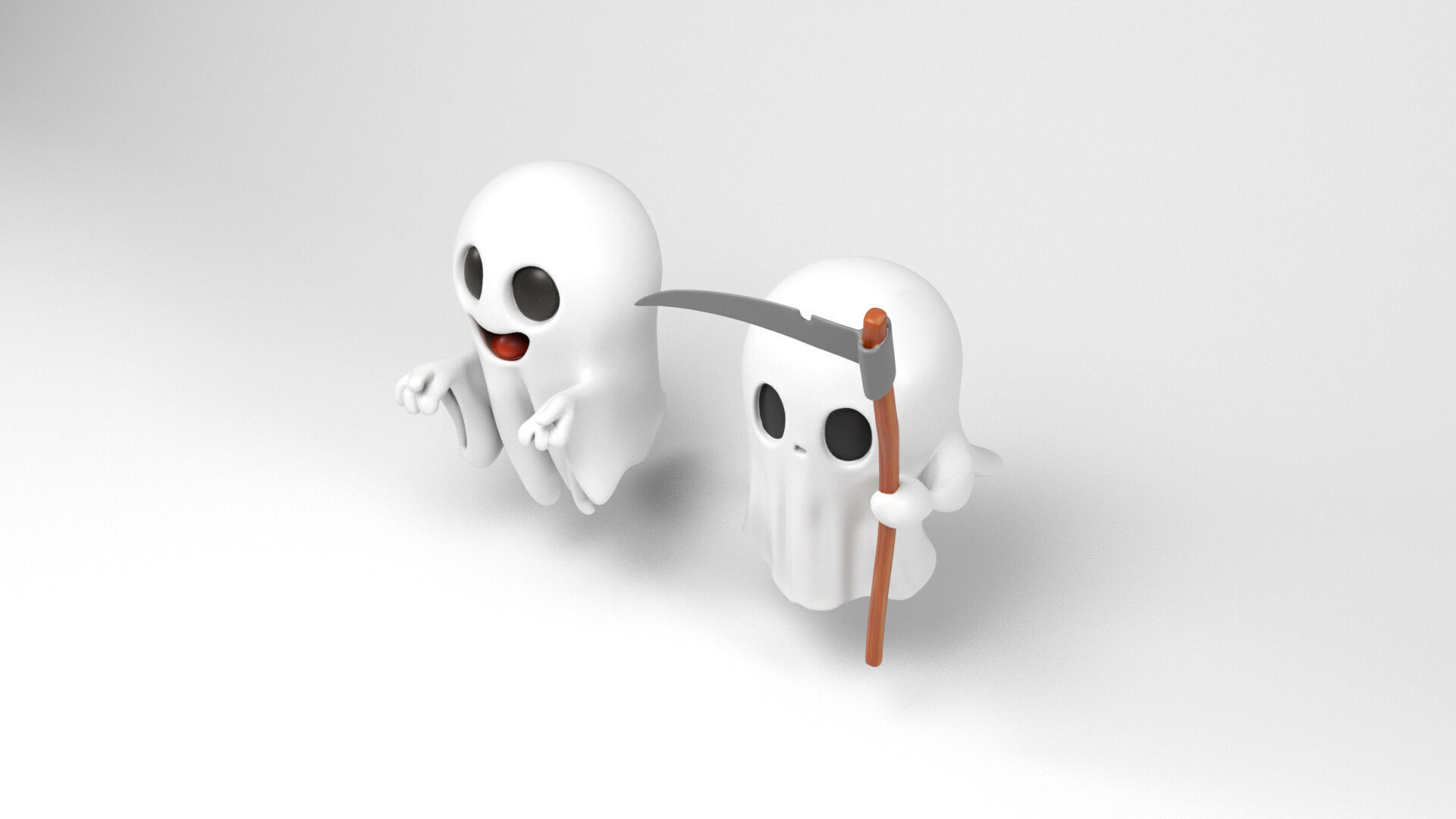 Little ghosts Low-poly 3D model_4